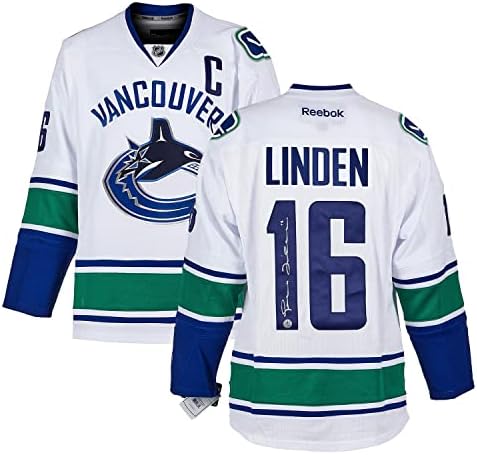 Trevor Linden Vancouver Canucks İmzalı Beyaz Reebok Forması-İmzalı NHL Formaları