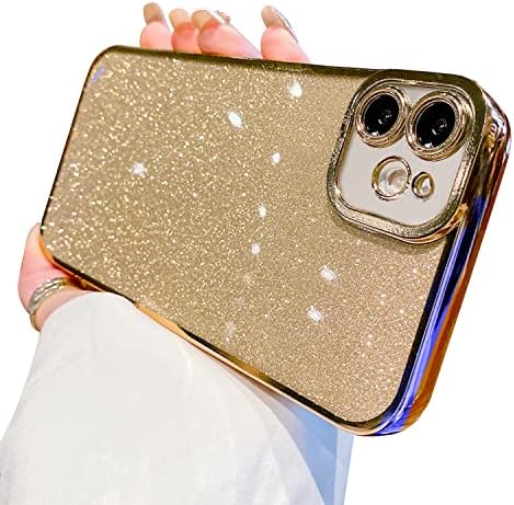 Fycyko iPhone 11 için Uyumlu Kılıf Glitter, lüks Sevimli Temizle Esnek Kaplama Kapak Kamera Koruma Darbeye Dayanıklı Telefon Kılıfı