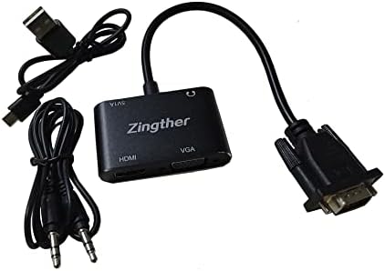 Zingther Aktif VGA HDMI / VGA Çift Monitörler, 3.5 mm AUX Stereo Ses Jakı ile, VGA Dönüştürücü HDMI ve VGA, güç Kablosu ve Stereo Ses