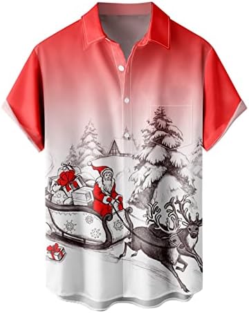 XXBR Noel erkek Düğme Aşağı Kısa Kollu Gömlek, komik Noel Noel Baba Baskı Bowling Gömlek Parti Tasarımcı Gömlek Noel Tankı Üstleri