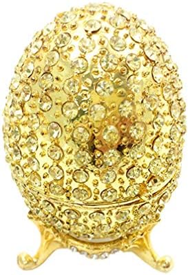 Healifty Vintage Dekor El Boyalı Faberge Yumurta Dekoratif Menteşeli Takı Biblo Kutusu Taklidi Takı Saklama Kabı Organizatör Küpe Mücevher