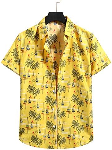 Yaz Ahola Gömlek Mens, Kısa Kollu Düğme Aşağı Hawaii Gömlek Plaj Üstleri Rahat Parti Tasarımcı Gömlek