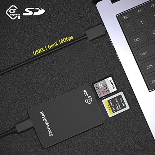 CFexpress Tip B ve USB kart okuyucu Çift Yuvalı USB 3.1 Gen2 10Gbps CFexpress B / USB bellek kart okuyucu Taşınabilir Alüminyum Okuyucu