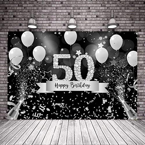 Avezano Mutlu 50th Doğum Günü Backdrop Gümüş şampanya kadehi Muhteşem 50th Doğum Günü Arka Plan Balonlar Elli Doğum Günü Partisi Süslemeleri