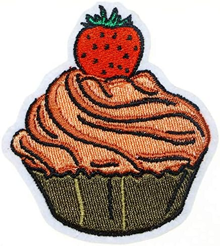 JPT-Cupcake Çilekli Kek Ekmek Tatlı Tatlılar Sevimli Karikatür İşlemeli Aplike Demir / Yamalar üzerinde Dikmek Rozeti Sevimli Logo