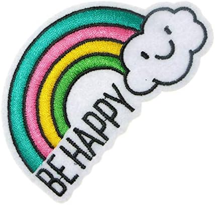 JPT-Mutlu Ol Gökkuşağı ve Bulut Gülümseme Sevimli Karikatür İşlemeli Aplike Demir / Yamalar üzerinde Dikmek Rozeti Sevimli Logo Yama