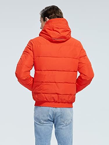 Xınbalove Ceketler Erkekler için Zip Up İpli Kapşonlu Kirpi Ceket (Renk: Turuncu, Boyut: Orta)