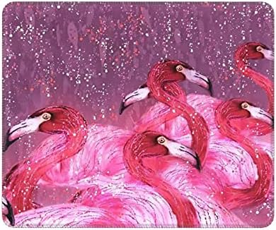 Flamingo Sanat Pembe Beyaz Mouse Pad Kaymaz Yıkanabilir Kauçuk Dikdörtgen Mousepad Dikişli Kenarları ile 7. 9x9. 5x0. 12 İnç Ofis Ev