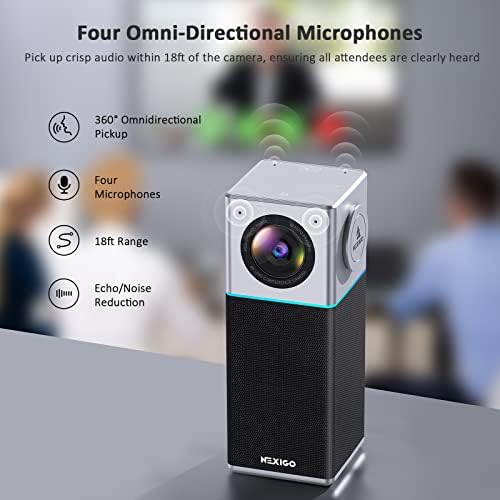 NexiGo N3000 4K Taşınabilir Video konferans kamerası, Zoom Sertifikalı, AI Webcam Hoparlör ve Mikrofon ile, Otomatik Çerçeveleme, Gürültü