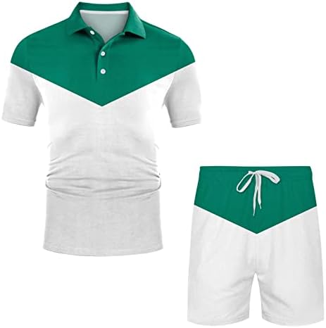 Erkek Moda Kısa Kollu tişört ve şort takımı Yaz 2 Parça Kıyafet Erkek Depo Takım Elbise Yeşil