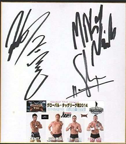 Yoshihiro Takayama Kenta Shane Haste Mikey Nicholls İmzalı Shikishi PSA / DNA WWE İmzalı Güreş Kartları