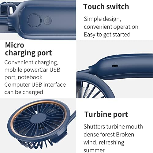 ShanSon Taşınabilir Boyun Fanı Eller Serbest Bladeless Mini Fan 3 Hız Ayarı Pille Çalışan Kişisel Fan Kulaklık Tasarımı Seyahat Ofisi
