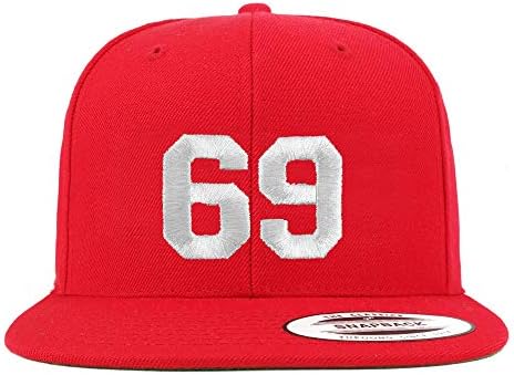 Trendy Giyim Mağazası Numarası 69 Beyaz İplik İşlemeli Düz Fatura Snapback Beyzbol Şapkası