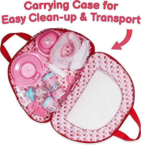 Taşıma çantası ile Prextex 18 parçalı Bebek Bebek aksesuarları Seti-Çocuklar, küçük çocuklar ve kızlar için mükemmel şişe, damlatmaz