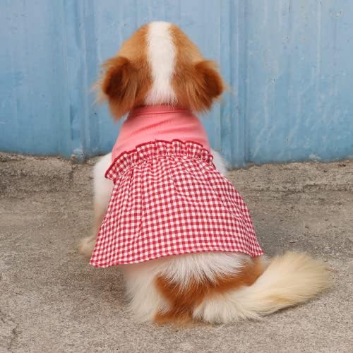 LOPHİPETS Köpek Ekose Elbise Küçük Köpekler için Kız Çay Fincanı Chihuahua Yorkie Yavru Kedi Giysileri-Kırmızı ve Beyaz Ekose / XXS