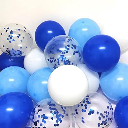Mavi Balonlar 100 Paket 12 İnç Kraliyet Mavi Açık Mavi ve Beyaz Lateks Balonlar Doğum Günü Mezuniyet Düğün Bebek Duş Parti Süslemeleri