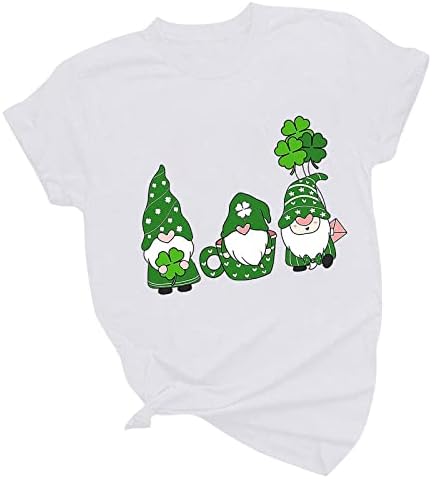 Aziz Patrick Günü T-Shirt Kadın Cüceler Gömlek İrlandalı Shamrock Grafik Tees Yeşil Yonca Kısa Kollu Üstleri Şanslı Gömlek