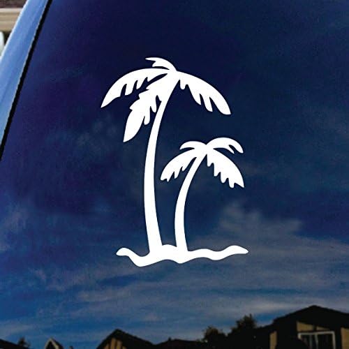 SoCoolDesign Palmiye Ağacı Araba Pencere Vinil çıkartma 6 Uzun Boylu (Beyaz)