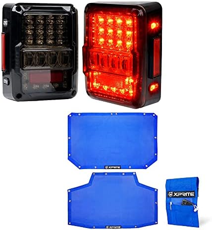 Xprite 4D Füme Lens LED park lambaları ve 2 ADET Güneşlik ile Uyumlu 2007-2018 Jeep Wrangler JK