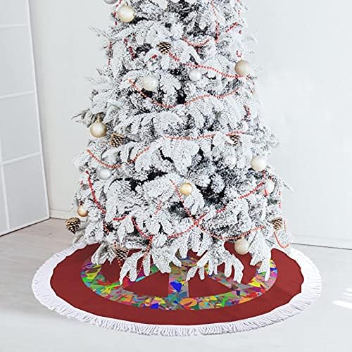 Barış Burcu Noel Ağacı Mat Etek Ağacı Taban Kapağı Püsküller ile Tatil Partisi için noel dekorasyonları 48 x 48