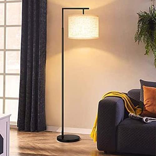 Modern Akülü Ark Zemin lambası (Uzaktan Kumanda), Oturma Odası ve Yatak Odası için Uzun lamba(Kablosuz), Davul Kumaş abajur + LED Ampul,