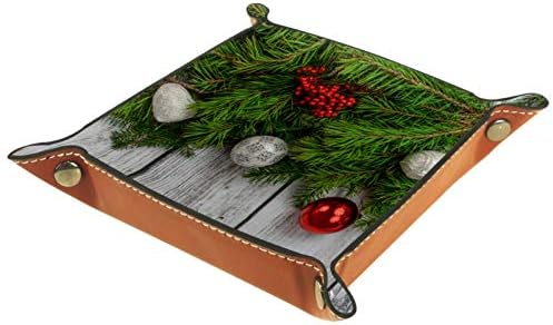 Lyetny Noel Topu Noel Ağacı Gri Ahşap Doku Organizatör Tepsi saklama kutusu Başucu Caddy Masaüstü Tepsi Değişim Anahtar Cüzdan bozuk
