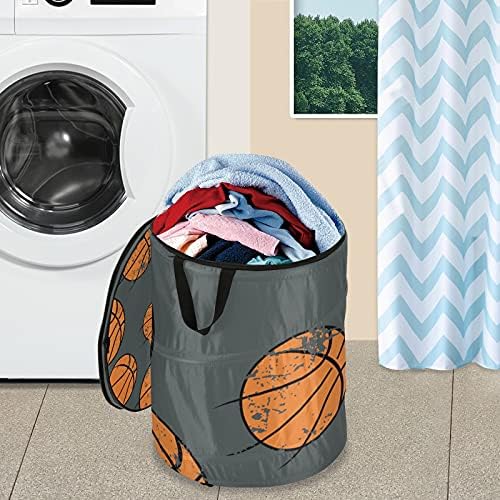 Basketbol Pop Up çamaşır sepeti Fermuarlı Kapaklı katlanır çamaşır sepeti Kolları İle Katlanabilir Depolama Sepeti Giysi Organizatör