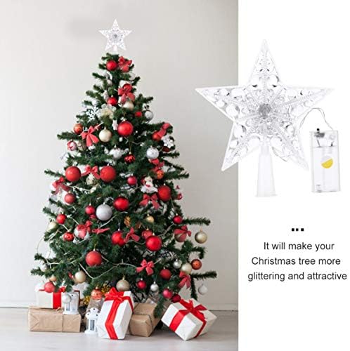 SOLUSTRE LED Yıldız Yılbaşı Ağacı Topper, Akülü Plastik Treetop Yıldız Süsleme noel ev dekorasyonu (Sıcak Beyaz,17CM)
