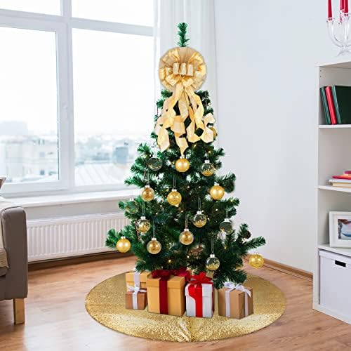 Noel Süsleri 12 x 33 inç Noel Ağacı Topper Dekoratif Büyük Asılı Yay, 25 Adet Şeffaf Noel Top Süsleri ve 40 inç Pullu Çift Katmanlı