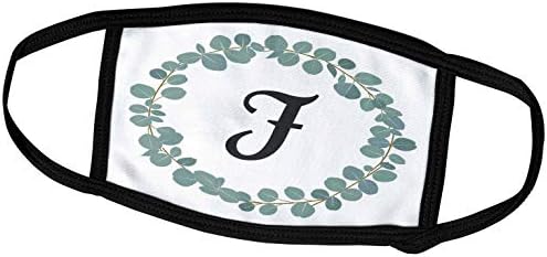 3dRose Janna Salak Tasarımları Monogram Koleksiyonu - F Harfi Monogram Okaliptüs Yaprakları Çelenk Zarif Yeşillik-Yüz Maskeleri (fm_261588_3)