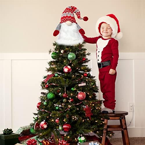 NEİLSON Gnome Noel Ağacı Topper, 27.5 İnç Büyük Tomte Gnome Noel Ağacı Süsleme, ağaç Topper Gnome Noel Süslemeleri Tatil Ev Dekorasyonu(