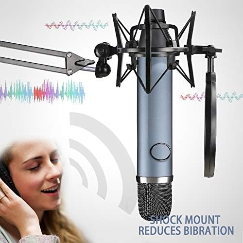 Mavi Kor Mikrofon Şok Dağı ile Pop Filtre Titreşim Gürültüsünü Azaltmak için Mavi Kor Kondenser Mikrofon tarafından YOUSHARES