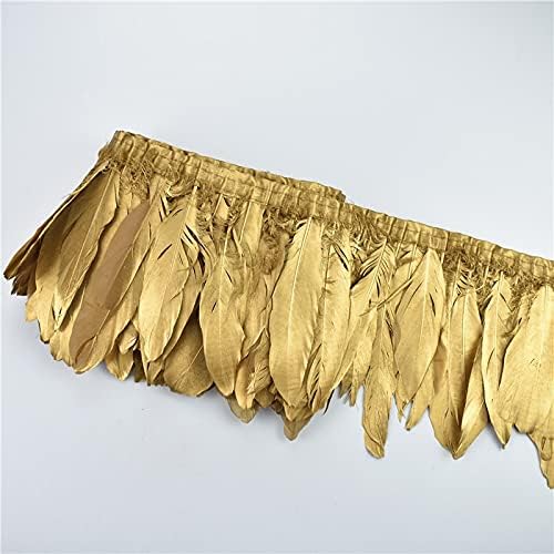 Zamihalaa 2 Metre Altın Gümüş Kaz Tüyleri Bant Düzeltir Şerit Elbise Tüy Trim DIY Elbise Dikiş Düğün Aksesuarları Dekorasyon-Altın