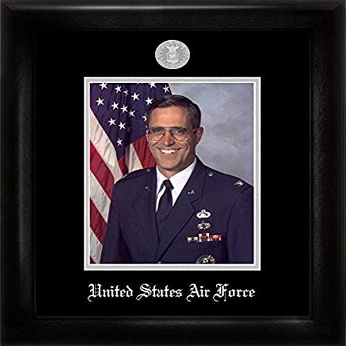 Gümüş Madalyonlu Hava Kuvvetleri Portre Çerçevesi 8 x 10 inç Siyah