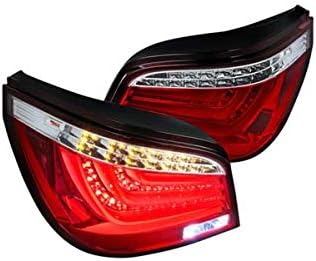 SPEC-D TUNİNG Jet Siyah Konut Şeffaf Lens Kırmızı LED çubuk park lambaları ile Uyumlu 2008-2010 BMW E60 5 Serisi 4 Kapı Sol + Sağ Çifti