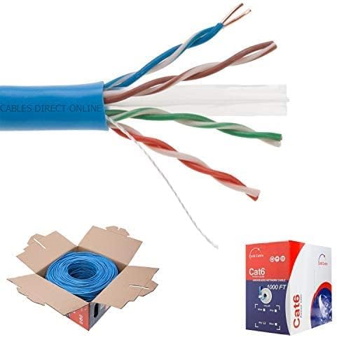 Kablolar Doğrudan Çevrimiçi 1000ft CAT6 Katı Kablo 550Mhz Ethernet LAN UTP 23AWG RJ45 Ağ Kablosu Toplu (Mavi)