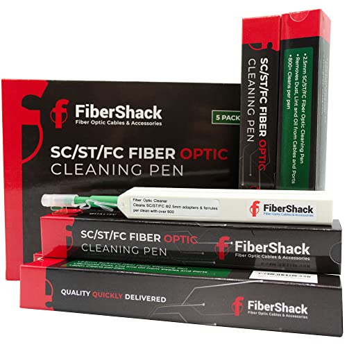 FiberShack - Fiber Optik Temizleyici Kalemler - Endüstride Kanıtlanmış-800 + Tek Tıkla Fiber Temizleyici (LC / MU - 5 Paket)