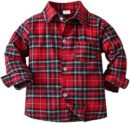Yürüyor Boys Uzun Kollu Kış Sonbahar Gömlek Tops Coat Dış Giyim Bebek Giysileri Ekose Kırmızı Renk Kısa Üst