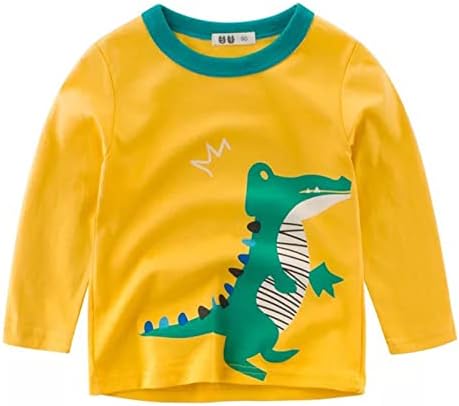Karikatür Dinozor Baskı T-Shirt Çocuk Boys Toddler Crewneck Sevimli Tee Sonbahar Uzun Kollu Casual Tops