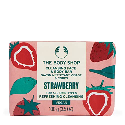 The Body Shop Çilek Temizleme Yüz ve Vücut Barı-Cildi Temizler ve Şarj Eder – Vegan-3,5 oz