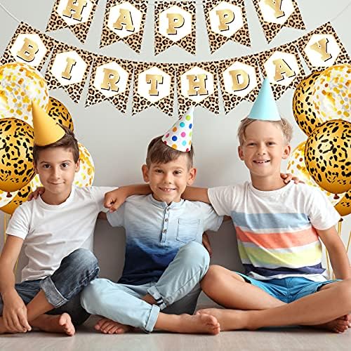 15 Adet Çita Mutlu Doğum Günü Süslemeleri Leopar Baskı Afiş Çita Doğum Günü Afiş Altın Leopar Balonlar Leopar Baskı Plastik Masa Örtüsü