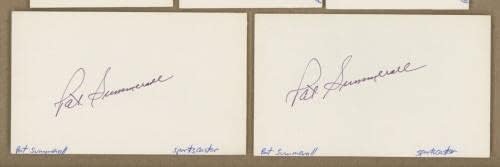 5 Pat Summerall NY Giants TV Sunucusu İmzalı İndeks Kartları Otomatik w B & E Hologramları-NFL Kesim İmzaları