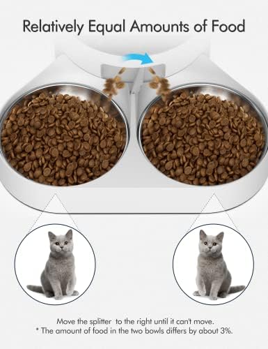 PETLİBRO Pet Gıda Splitter Paslanmaz Çelik Kaseler, İki Kedi veya Köpek için Otomatik Kedi Besleyici Kaseler, PETLİBRO Otomatik Kedi