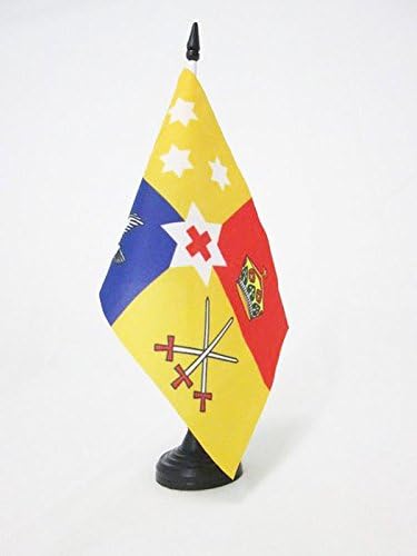AZ BAYRAĞI Kraliyet Standardı Tonga Masa Bayrağı 5 x 8 - Tonga Krallığı Masa Bayrağı 21 x 14 cm-Siyah Plastik Çubuk ve Taban