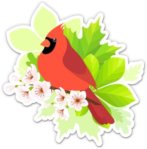 GT Grafik Express Kardinal Kuş Bahar Çiçekleri-3 vinil yapışkan-Araba Laptop için Su Şişesi Telefon Su Geçirmez Çıkartma