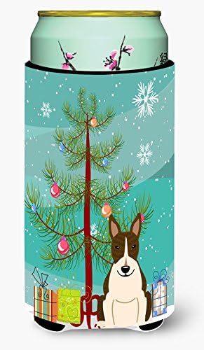 Caroline'ın Hazineleri BB4261TBC Merry Christmas Ağacı Bull Terrier Koyu Brindle Uzun Boy Hugger, Can Soğutucu Kol Hugger Makinede