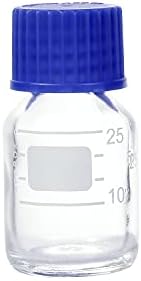 Moonetto 10 Adet 25 ml Mezun Yuvarlak Medya/Depolama Cam Şişeler Solvent Kavanoz GL25 Mavi Polipropilen vidalı kapak
