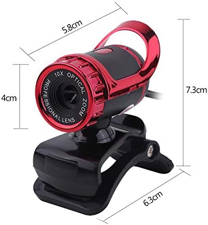 Akozon Webcam USB 2.0 12M Piksel Clip-on Web Kamera HD 360 ° döner stant Dahili Mikrofon 8 mm Ayarlanabilir Odak Uzaklığı PC için (Kırmızı)