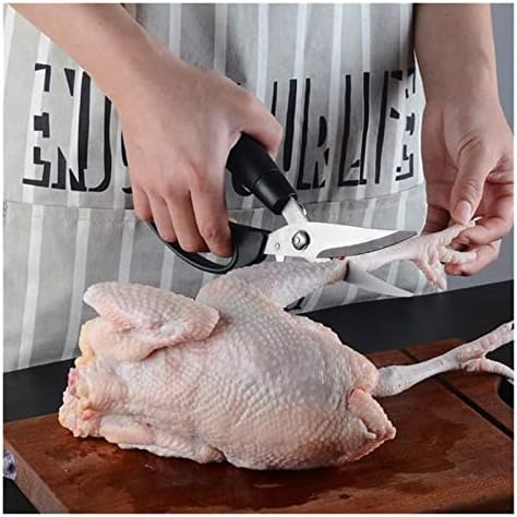 Congeal Güçlü Tavuk Kemik Makas Paslanmaz Çelik Kümes Makas Kaymaz Kolları Mutfak Gıda Makas Et Kemik Araçları (Renk: Siyah)