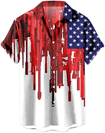 Yaz Erkek Gömlek Casual Şık erkek Amerikan Bayrağı Vatansever Gömlek Erkekler için 4 Temmuz erkek Kısa T Shirt